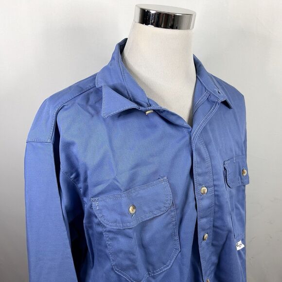 Indura Ultra Soft x Westex XL Flame Resistant Work Shirt Blue Button Front - Picture 1 of 6